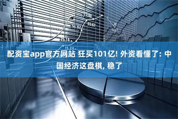 配资宝app官方网站 狂买101亿! 外资看懂了: 中国经济这盘棋, 稳了